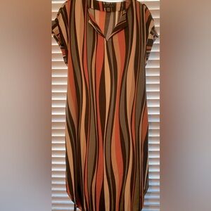 Emery Rose Extra large, vertical striped dress with belt
